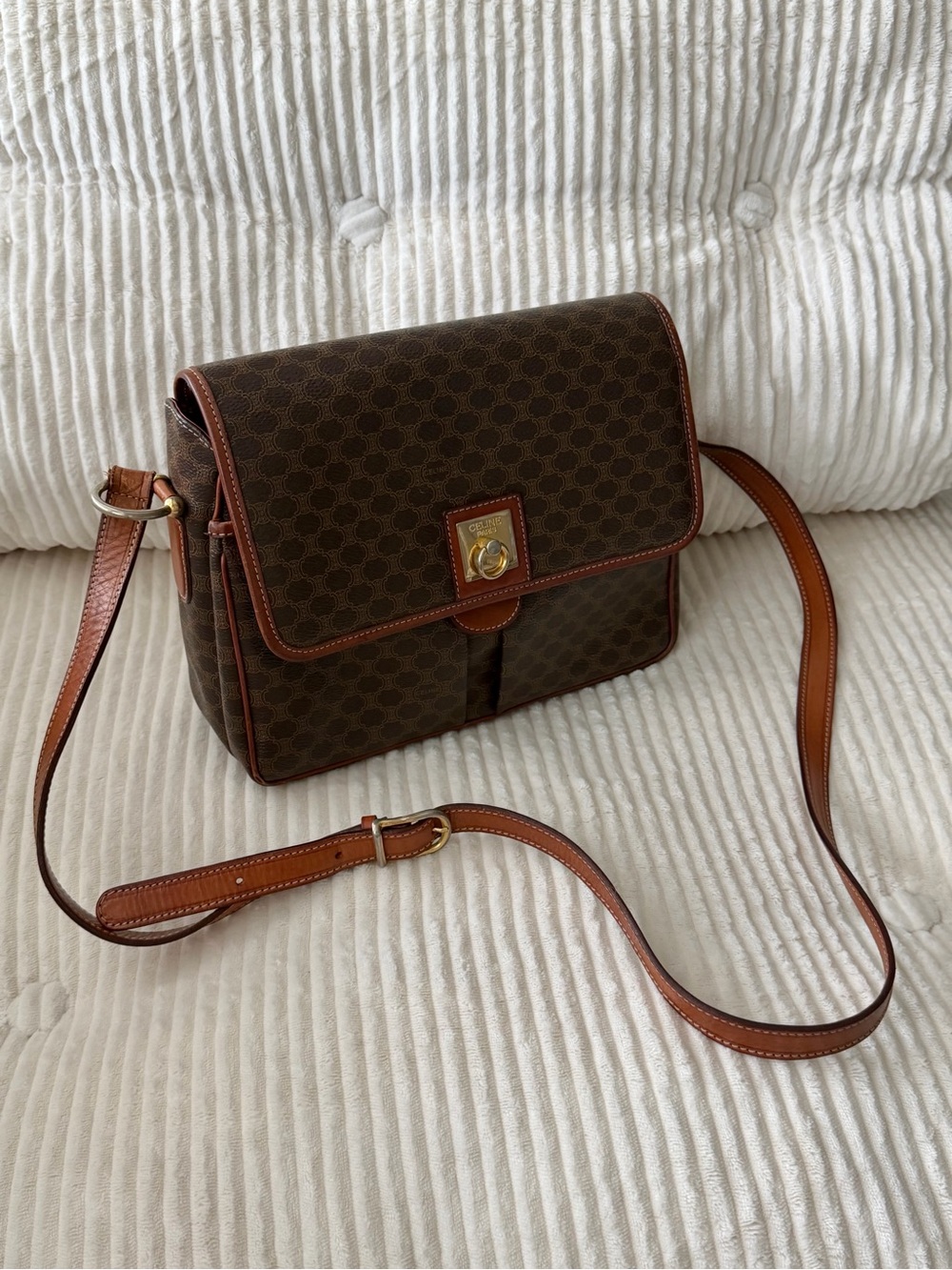 Vintage CELINE Macadam Canvas Shoulder Bag